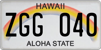 HI license plate ZGG040