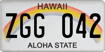 HI license plate ZGG042