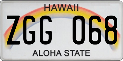 HI license plate ZGG068