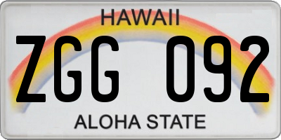 HI license plate ZGG092