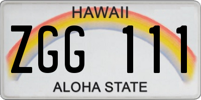 HI license plate ZGG111