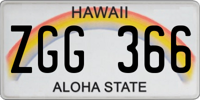 HI license plate ZGG366