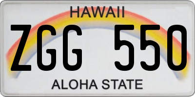 HI license plate ZGG550