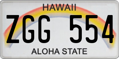 HI license plate ZGG554