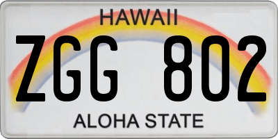 HI license plate ZGG802