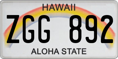 HI license plate ZGG892
