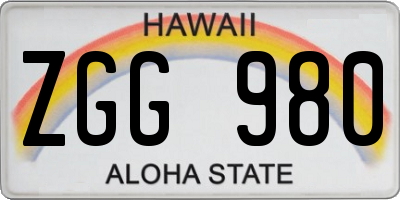 HI license plate ZGG980