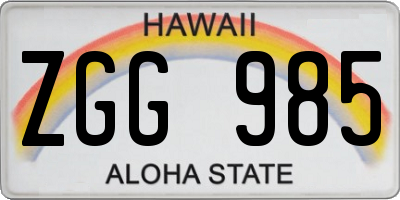 HI license plate ZGG985