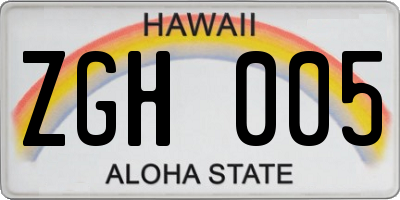 HI license plate ZGH005