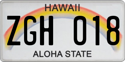 HI license plate ZGH018