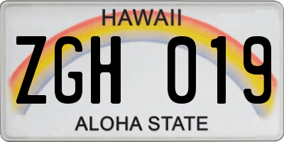 HI license plate ZGH019