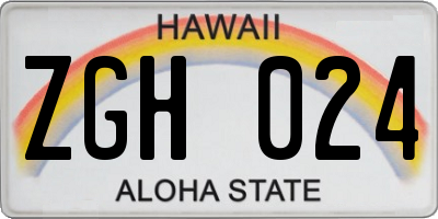 HI license plate ZGH024