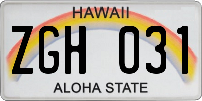 HI license plate ZGH031