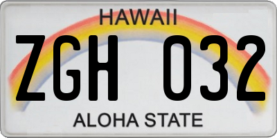 HI license plate ZGH032