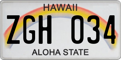 HI license plate ZGH034
