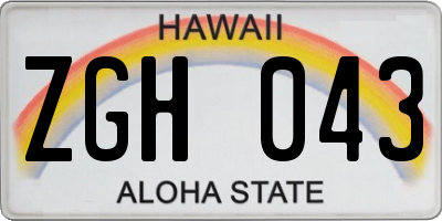 HI license plate ZGH043