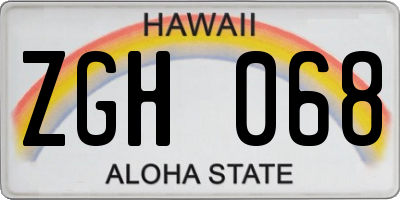 HI license plate ZGH068