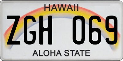 HI license plate ZGH069