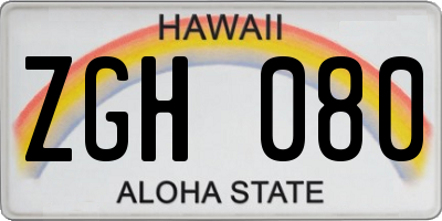 HI license plate ZGH080