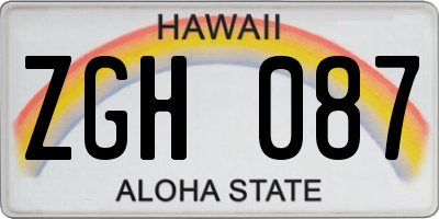 HI license plate ZGH087