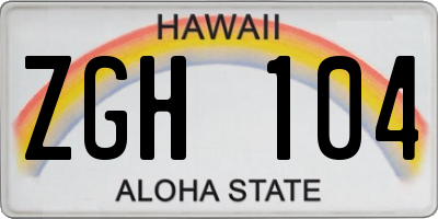 HI license plate ZGH104