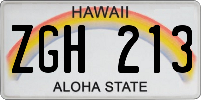 HI license plate ZGH213