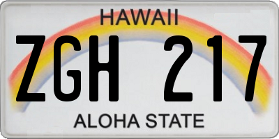 HI license plate ZGH217