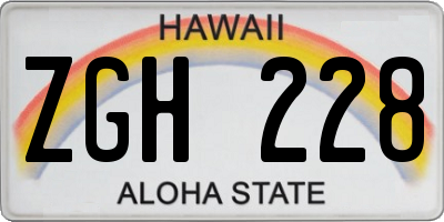 HI license plate ZGH228