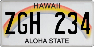 HI license plate ZGH234