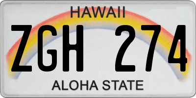 HI license plate ZGH274
