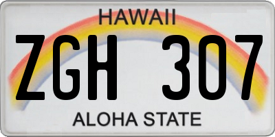 HI license plate ZGH307