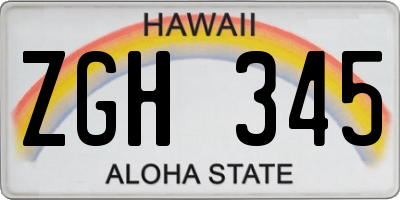 HI license plate ZGH345