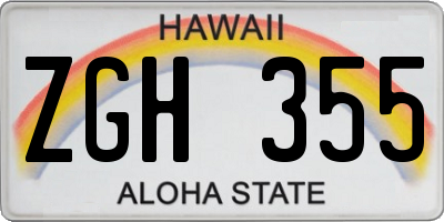 HI license plate ZGH355