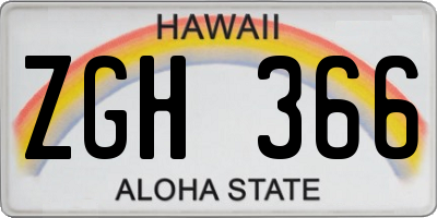 HI license plate ZGH366