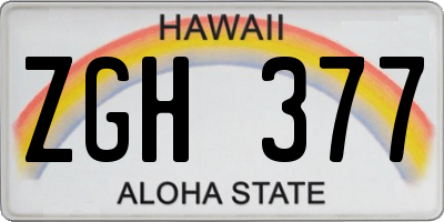 HI license plate ZGH377