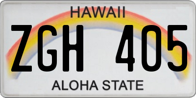 HI license plate ZGH405