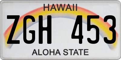 HI license plate ZGH453