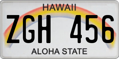 HI license plate ZGH456