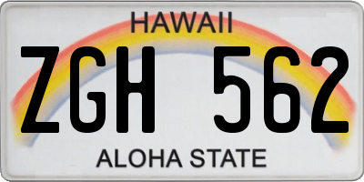 HI license plate ZGH562