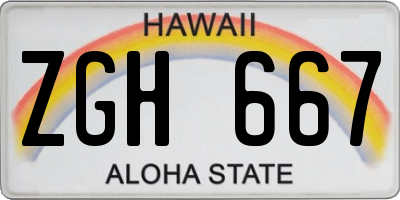 HI license plate ZGH667