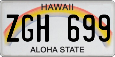 HI license plate ZGH699