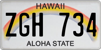 HI license plate ZGH734
