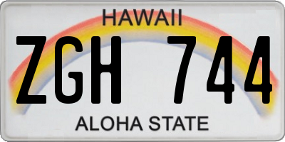 HI license plate ZGH744