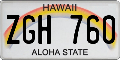 HI license plate ZGH760