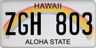 HI license plate ZGH803