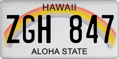 HI license plate ZGH847