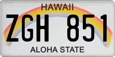 HI license plate ZGH851