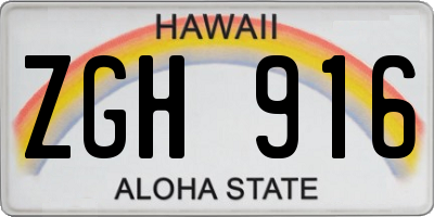HI license plate ZGH916