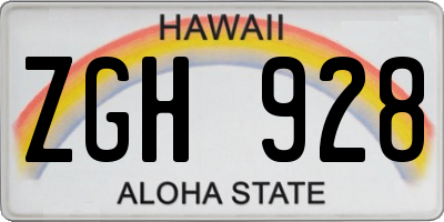 HI license plate ZGH928