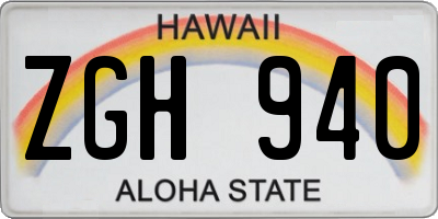 HI license plate ZGH940